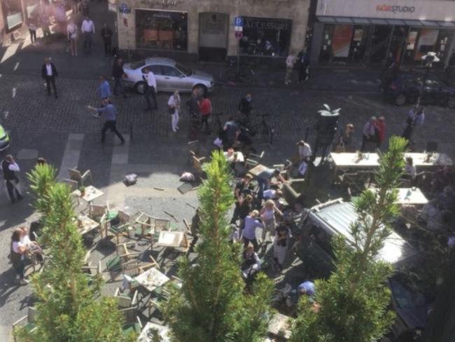 Several are dead and as many as 30 are injured after the  van ploughed into diners.  Picture: Twitter