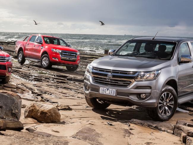 Photos of the 2016 Ford Ranger, 2016 Holden Colorado and 2016 Toyota HiLux for ute comparison. Shots taken by Thomas Wielecki