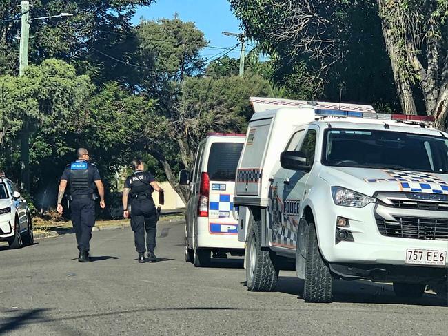 Police at Beattie Cres, Vincent after a man was stabbed on Thursday morning. Picture: Natasha Emeck