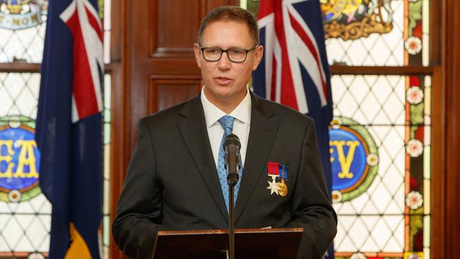 Dr Richard Harris speaks to the reception at Government House. Picture Matt Turner