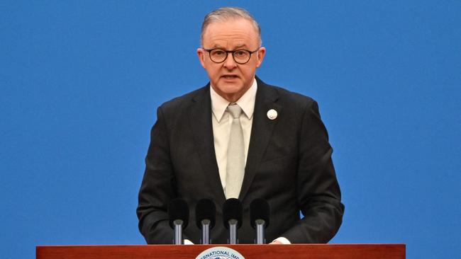 Australia's Prime Minister Anthony Albanese speaks during the opening ceremony of the 6th China International Import Expo in Shanghai on November. (Photo by Hector RETAMAL / AFP)