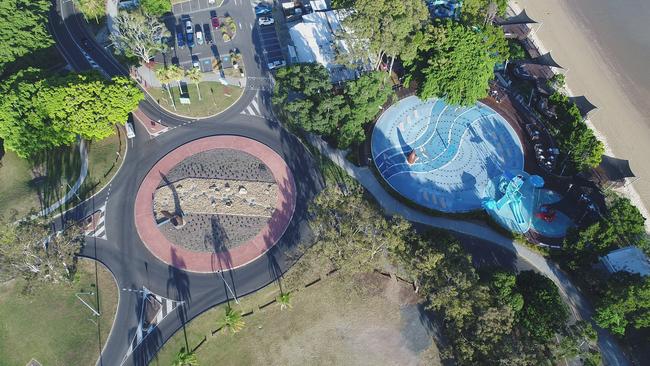 The Main St and Esplanade roundabout, and WetSide Water Park at Pialba on the morning of November 13, 2018.