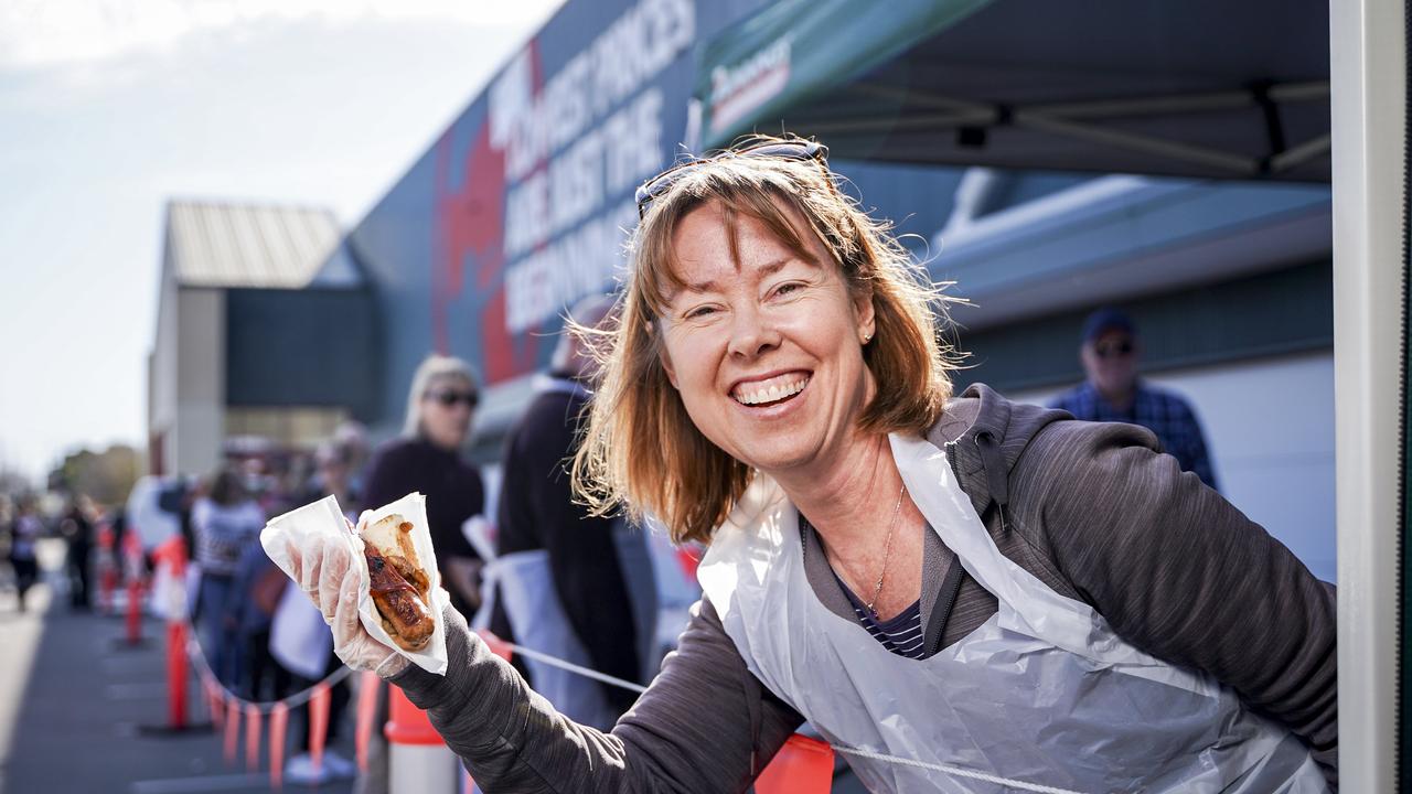 Jo Burns from the ACDC Dragon Boat Club volunteering at Bunnings at Woodville this morning. Photo: Mike Burton
