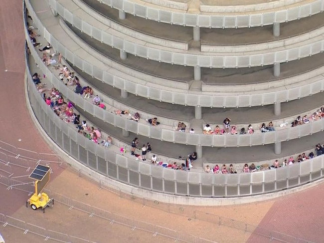 Scores of his 70,000 fans have already flocked to the spiral walkway at Accor Stadium in anticipation of his massive concert.