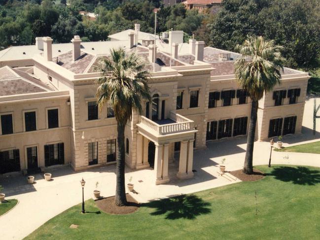 Aerial view of exterior of Government House, North Terrace, Adelaide 1995.