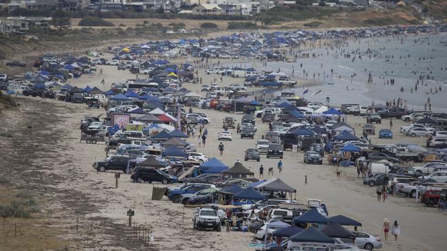 Australia day, huge amount of cars on the beach at Aldinga . 26th January 2024 Picture: Brett Hartwig