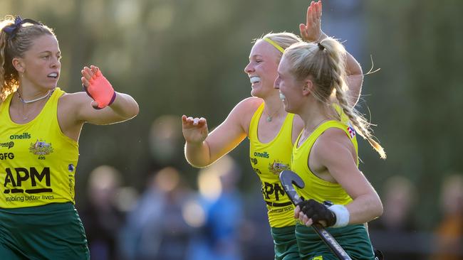 The Hockeyroos showed plenty of fight to come back and win after going down on Thursday. Picture: Simon Watts/Supplied