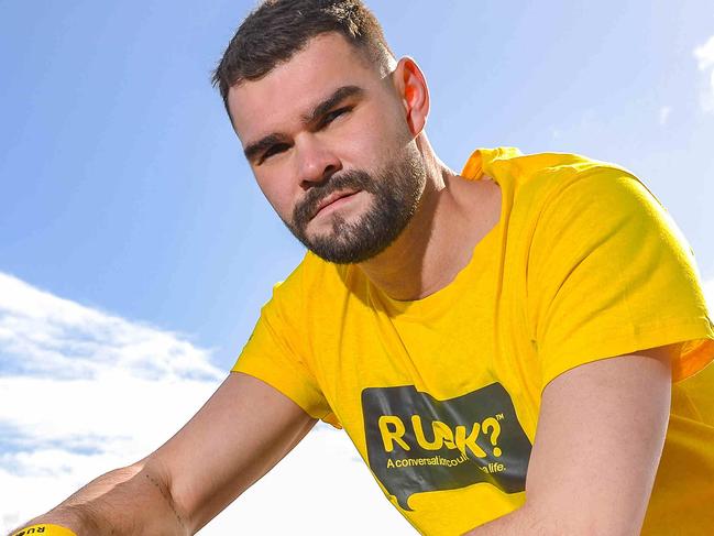 ADELAIDE, AUSTRALIA - SEPTEMBER 8, 2023: Adelaide 36ers basketballer Isaac Humphries talks about his coming out journey and why he wants to help others who are struggling ahead of RUOK? Day this year. Picture: Brenton Edwards