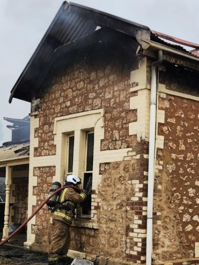 The fire completely destroyed the heritage listed home. Picture: CFS/Facebook