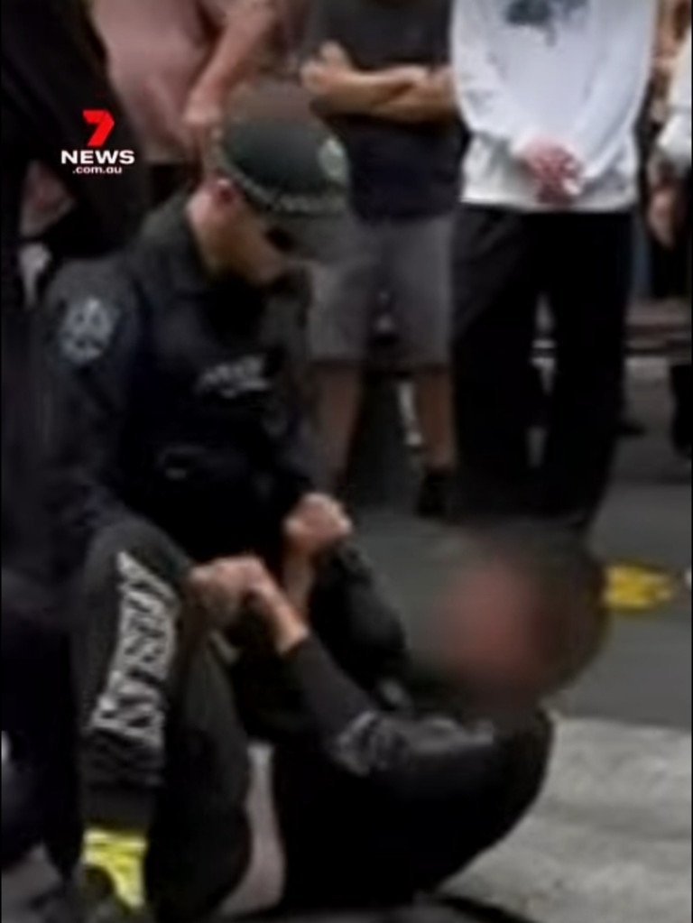 Bystanders held down the man and until police arrived. Picture: 7NEWS