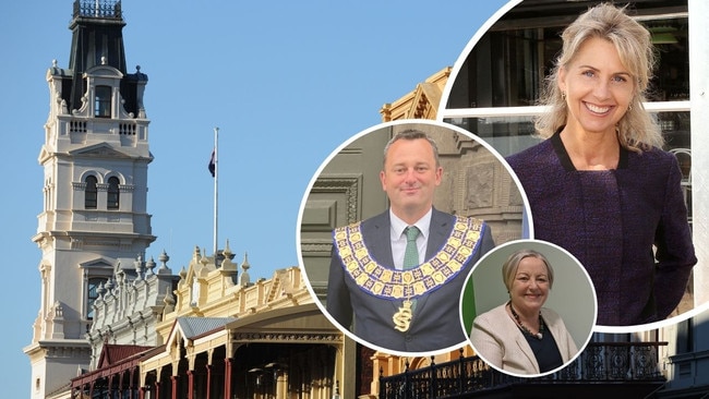 The Weekly Times has compiled a list of mayors and CEO salaries in regional Victoria. Pictured are the highest paid mayors; Greater Geelong’s Stephanie Asher, Ballarat’s Daniel Moloney and Greater Bendigo’s Jennifer Alden.