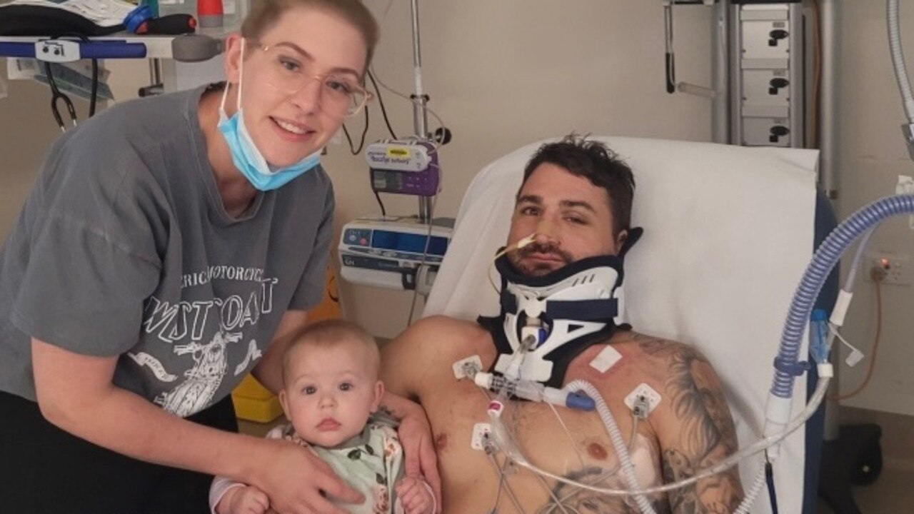 Stacey Bell, Shannon Pacher and baby Ellie at Townsville University Hospital following the crash at Hay Point on June 5. Picture: Contributed