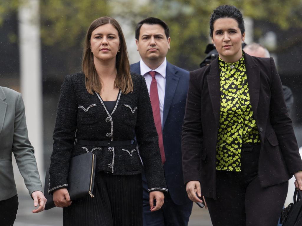 Brittany Higgins arrives to give evidence on the third day of the trial. Picture: Martin Ollman/Getty Images