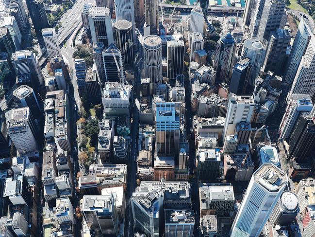 20/5/20: Aerial view of the Sydney CBD as workers begin to return to work after the coronavirus shutdown. John Feder/The Australian