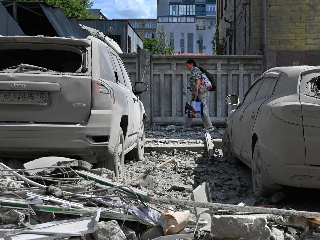 Russian armed forces struck the Shevchenkivskyi district of Kharkiv. A hit was recorded in a residential area. Picture: AFP