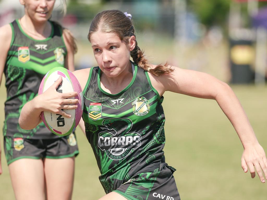 Cavendish Road State High V Innisfail State High at the 2024 Gold Coast Titans All Schools Touch Football Picture: Glenn Campbell