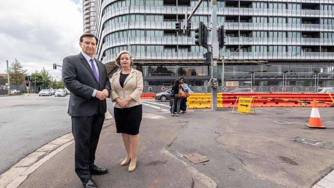 MP Ron Hoenig and City of Sydney Deputy Mayor Linda Scott at the site which they say is a safety concern. Picture: Monique Harmer