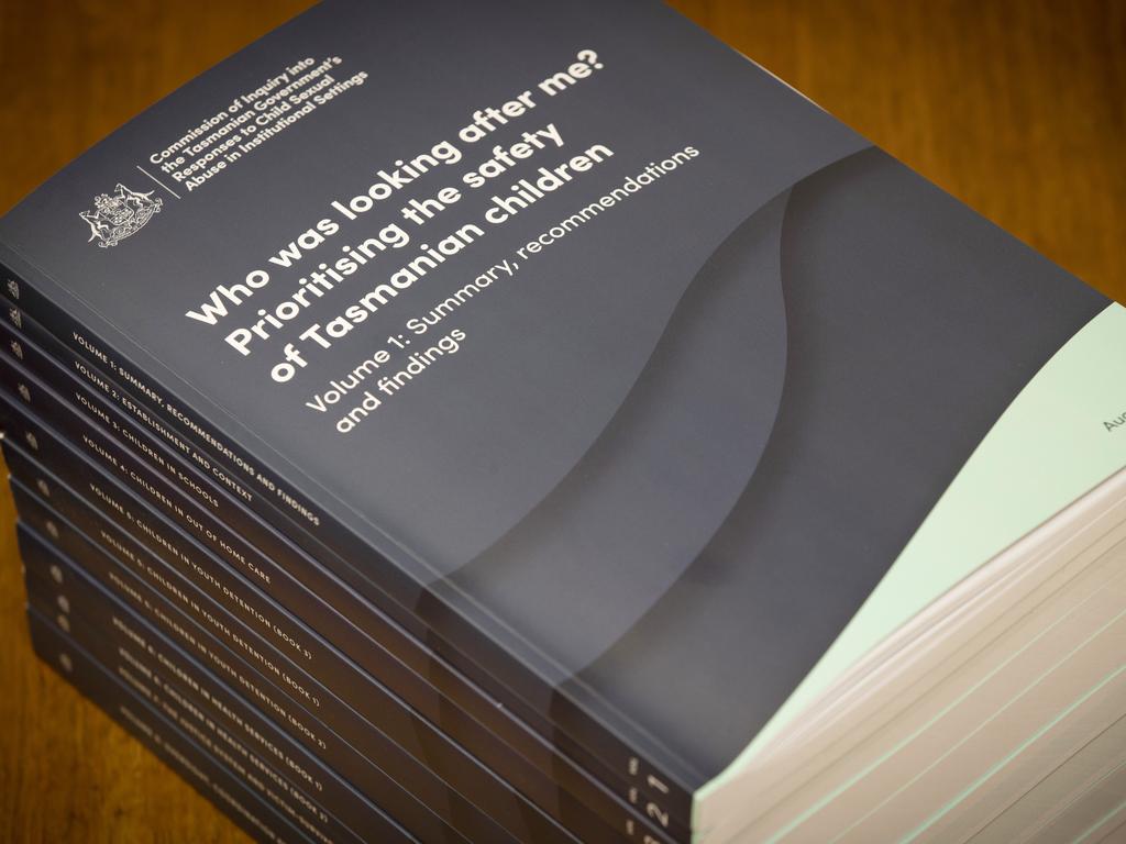 Commission of Inquiry into the Tasmanian Government’s Response to Child Sexual Abuse in Institutional Settings final report. Image: Chris Kidd.