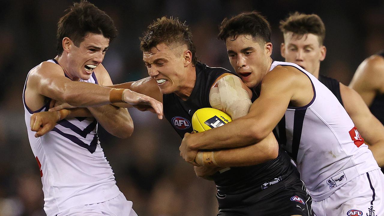 Patrick Cripps was at his bullocking best for the Blues. Picture: Michael Klein