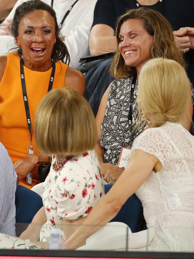 Pitt at the Australian Open last year meeting Nicole Kidman and Anna Wintour. (Picture: Michael Klein)