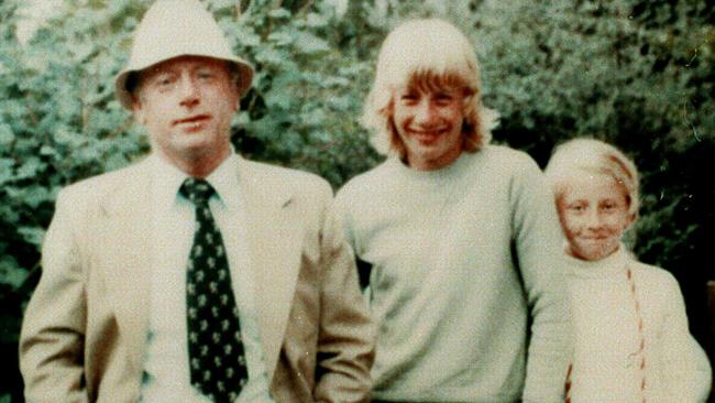 Martin Bryant, centre, terrorised his younger sister Lindy (right) and believed the Martin family were responsible for the death of his father Maurice (left). Picture: News Corp