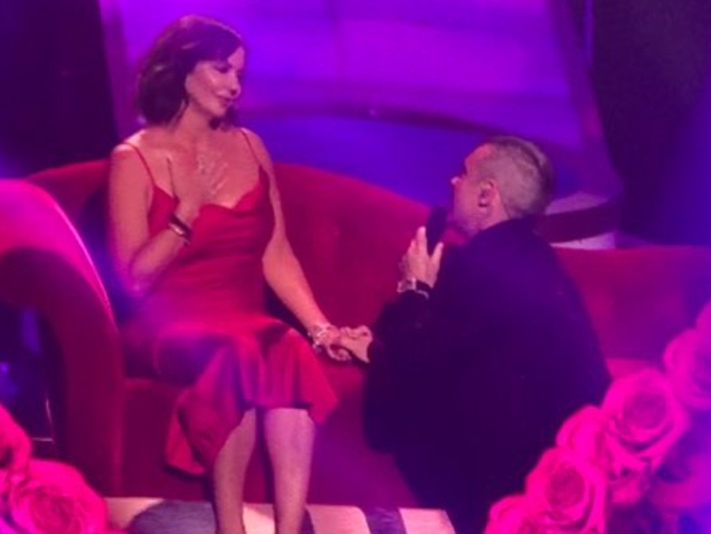 Adelaide's Kelli Foran serenaded by Robbie Williams . Picture: Supplied