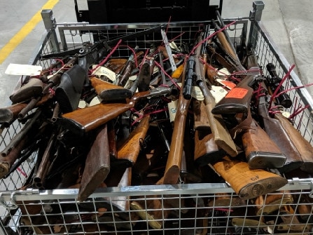 Some of the rifles seized from Hofmann’s Adelaide Hills property. Picture: SA Police