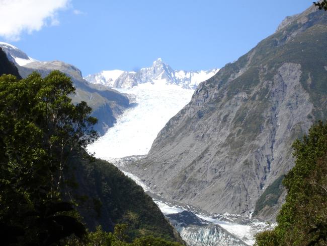 Danger zone ... Fox Glacier falls 8500ft on its 13km journey from the Southern Alps down to the coast.