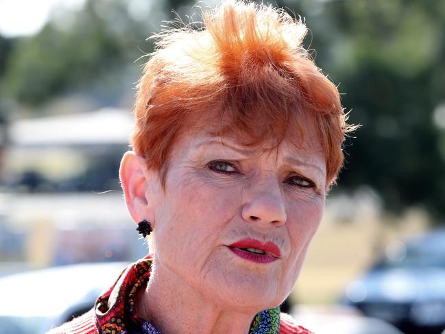 NEWCASTLE, AUSTRALIA - NewsWire Photos - May 22, 2021. One Nation boss Pauline Hanson at the Upper Hunter by-election at Muswellbrook Sports Centre.  Picture: NCA NewsWire / Peter Lorimer.