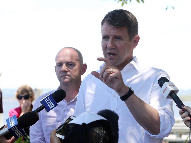 The poster asked people to protest to Premier Mike Baird. Picture: Jason O'Brien