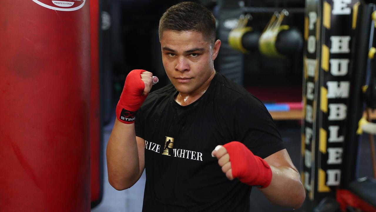 Australian boxer Bilal Akkawy training for his upcoming fight in Las Vegas.