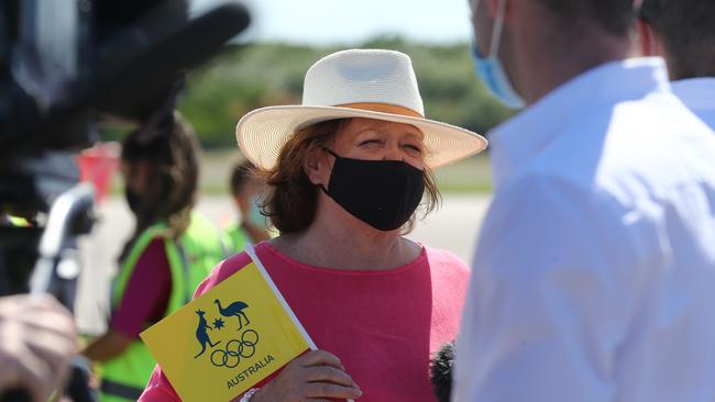 Multi-sport patron Gina Rinehart sees Olympic athletes off in Cairns earlier this month. Picture: Matthew McInerney