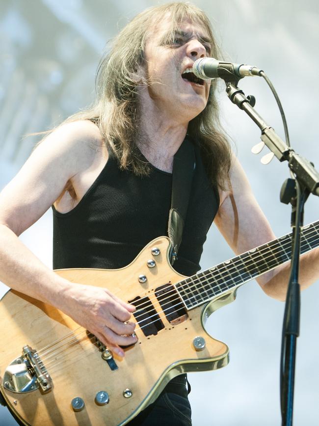 Malcolm Young performs in Melbourne in 2010. Picture: AAP