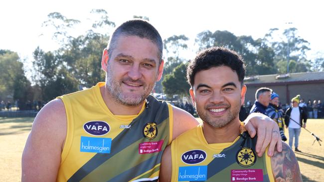 Guy Sebastian and Brendan Fevola Play Footy for the struggling VAFA side Masala Thirds. Guy ended up getting injured and taken off. Saturday, May 10. 2025. Picture: David Crosling