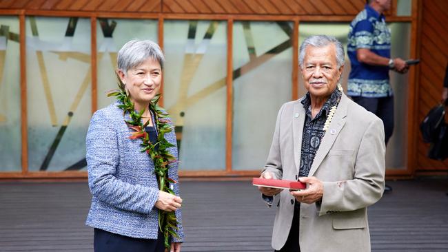 Foreign Minister Penny Wong with secretary-general of Pacific Islands Forum Henry Puna in Fiji. Picture: Supplied