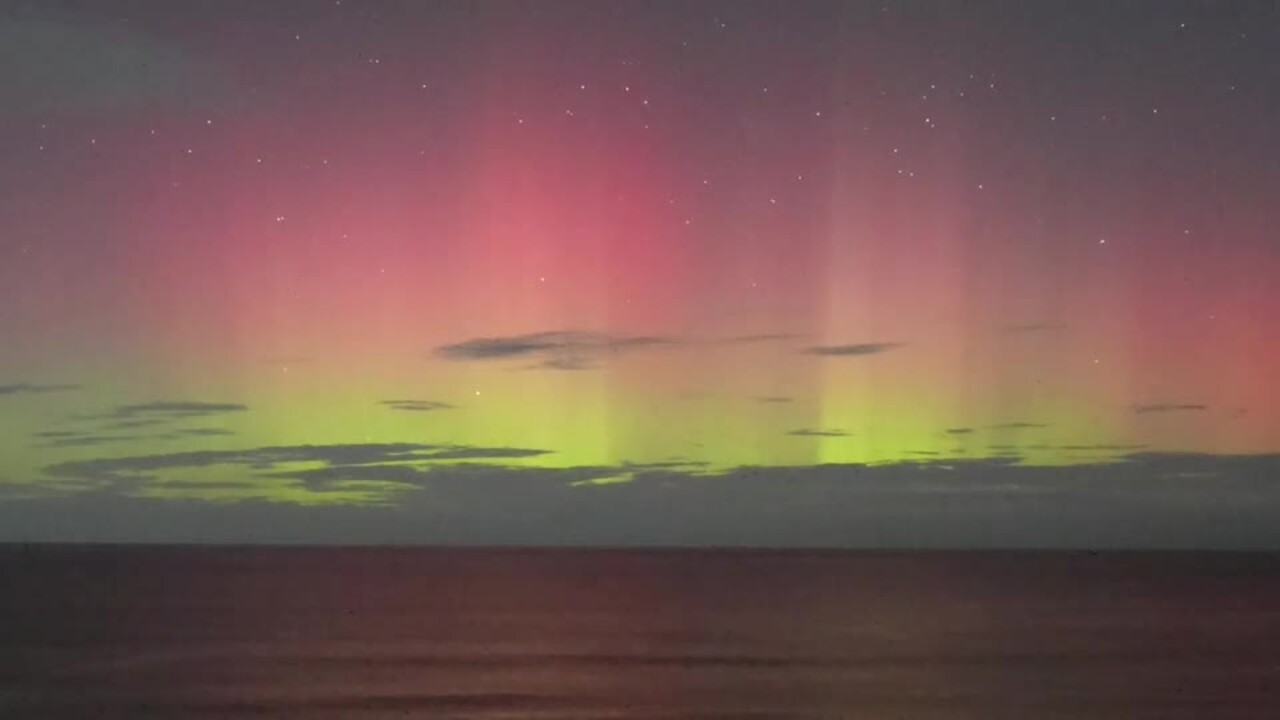 Aurora australis lights up the sky at Bells Beach