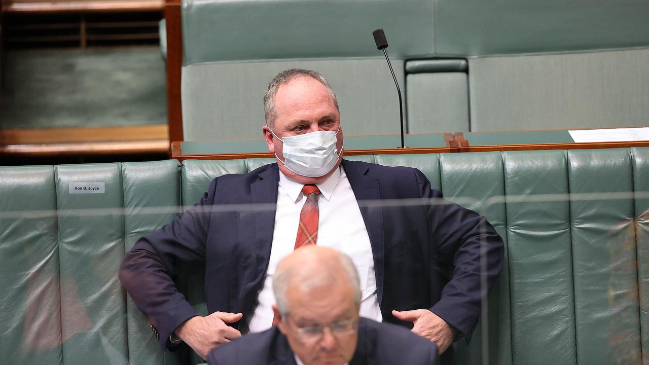 Barnaby Joyce said his party would hand their position to Scott Morrison within the next day. Picture: Gary Ramage / NCA NewsWire