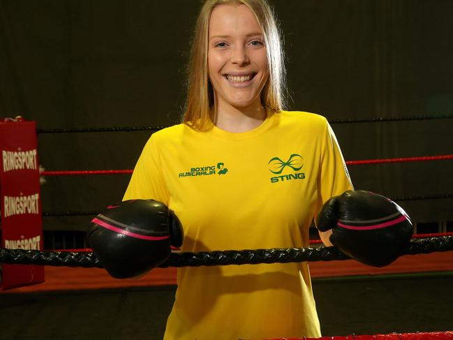 Boxer Caitlin Beckett at Pure Boxing on Saturday, July 7, 2018, in Ringwood, Victoria, Australia. Picture: Hamish Blair