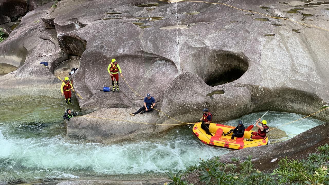 Search teams looking for Madison Tam at Devil’s Pool. Picture: QPS