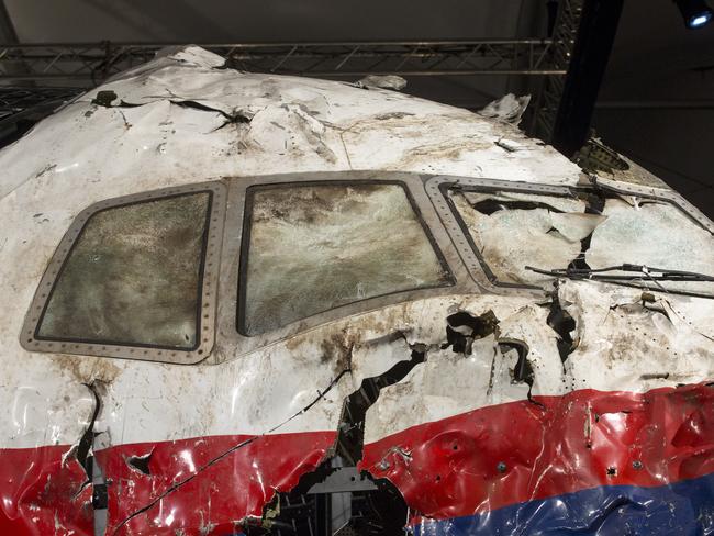 The partially reconstructed Malaysia Airlines plane. Picture: Ella Pellegrini