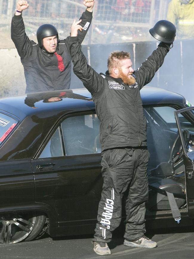 A Celebrates after preforming a burnout at Summernats 31 2018 Photo: Keegan Carroll