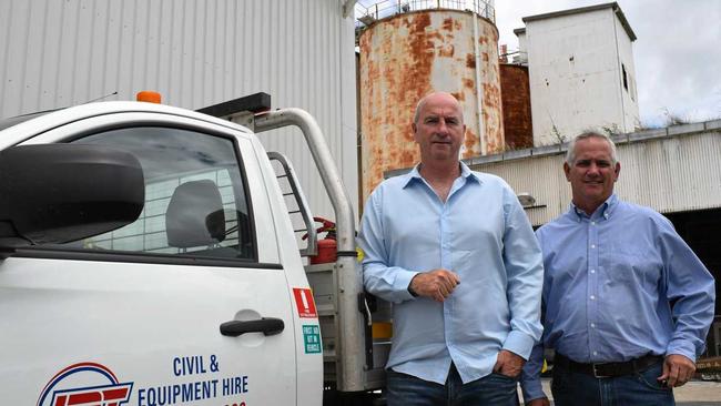 STRATEGIC PURCHASE: JRT Group general manager James Gallagher with Knight Frank Principal Neale Crow at the site. Picture: Leighton Smith