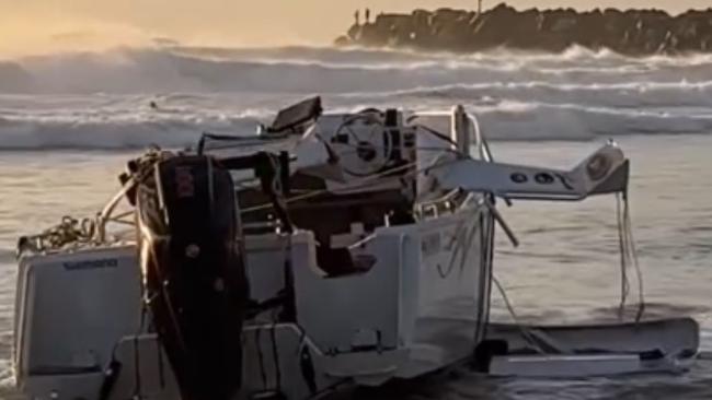 The boat washed up on the beach at Duranbah. Picture: @nicka35