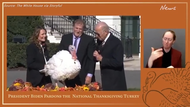 Biden grants presidential pardons to two turkeys ahead of Thanksgiving