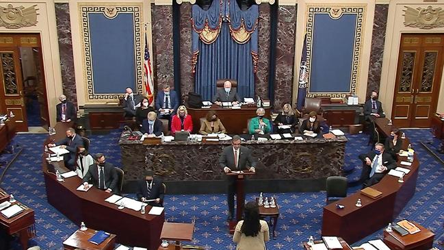 House managers present their closing arguments. Picture: Senate TV.