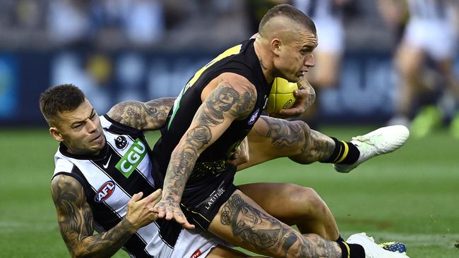 Dustin Martin is hoping to become a four-time premiership player, and perhaps a four-time Norm Smith Medallist. Picture: Quinn Rooney/Getty Images