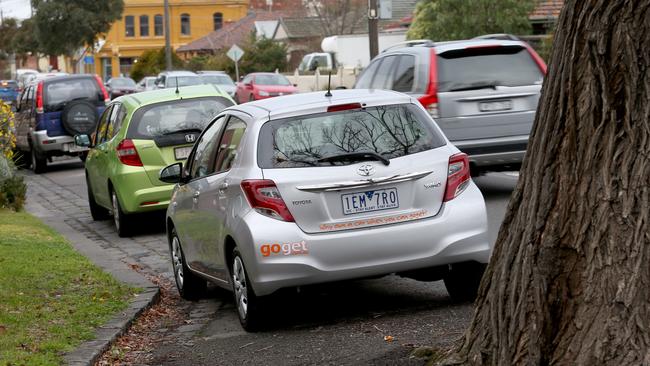 A GoGet car parked in a suburban Melbourne street. Picture: Mark Wilson