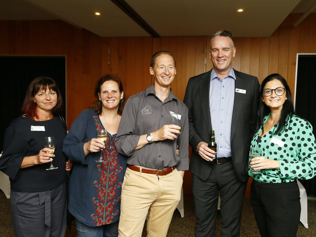 The Old Woolstore has a new bike washing service with a growth in tourism. To celebrate, drinks were held for stakeholders. (L-R) Trish Stagg of Sandford, Sue and Jono Stagg of Taroona, Ben Targett of Battery Point, Claire Blackall of West Hobart. Picture: MATT THOMPSON