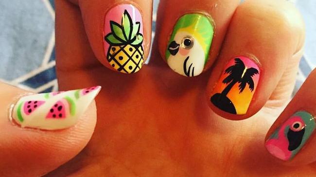 I Scream Nails in Newtown created my totally tropical nails