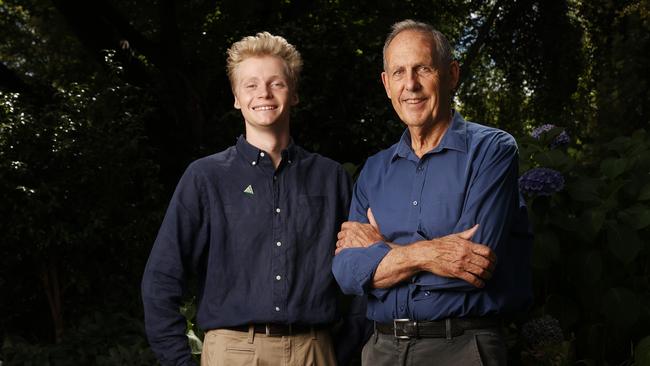 Owen Fitzgerald with Bob Brown. Greens have announced 19 year old Owen Fitzgerald as their candidate for Franklin in the next federal election with the backing of former leader Bob Brown. Picture: Nikki Davis-Jones